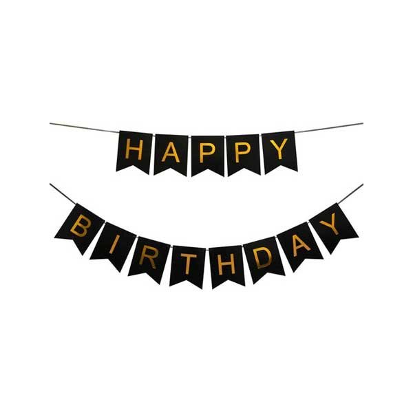 Happy Birthday Banner(Black & Gold)