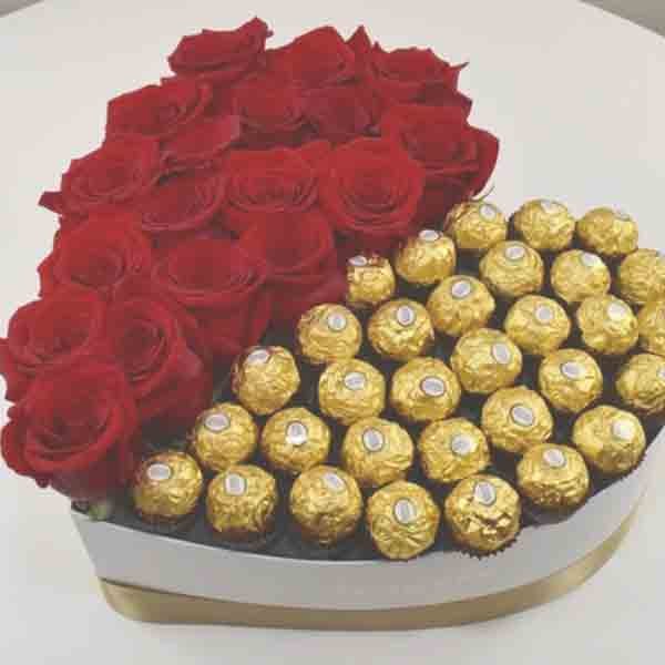 Heart of Roses and Chocolates Bouquet